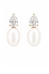 18K gold plated earrings with pear cut zirconia and faux pearl | Mothers Pearl elegant statement jewelry for women