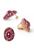 18k gold plated red fusion stone and zirconia cocktail ring and earrings set