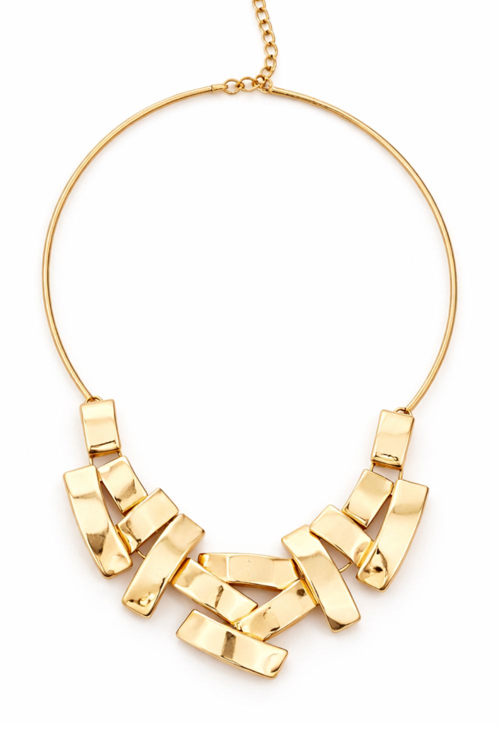 Sol de Rio 18K gold plated statement necklace with sculptural geometric links and polished gold finish