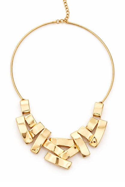 Sol de Rio 18K gold plated statement necklace with sculptural geometric links and polished gold finish