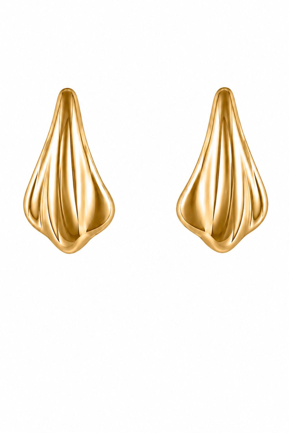 18K gold plated sculpted teardrop earrings | Solair statement drop earrings modern luxury jewelry for women