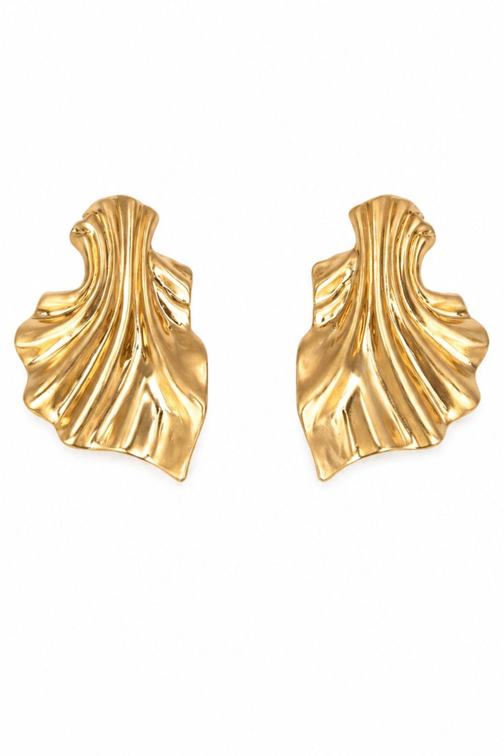 18K gold plated sculptural statement earrings | Selvaré architectural leaf inspired luxury jewelry for women