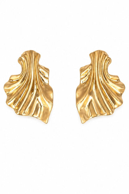 18K gold plated sculptural statement earrings | Selvaré architectural leaf inspired luxury jewelry for women