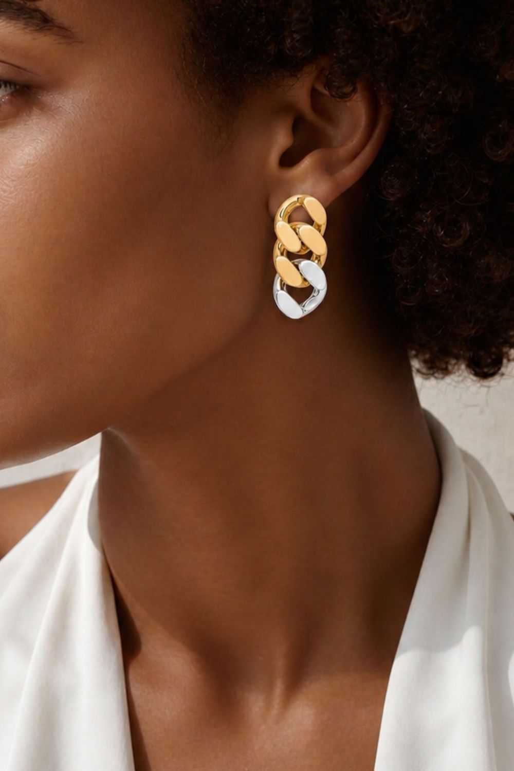 18K gold plated chain drop earrings with zirconia 